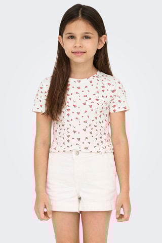 T-shirt em algodão biológico - Vermelho e cru - Kids Only