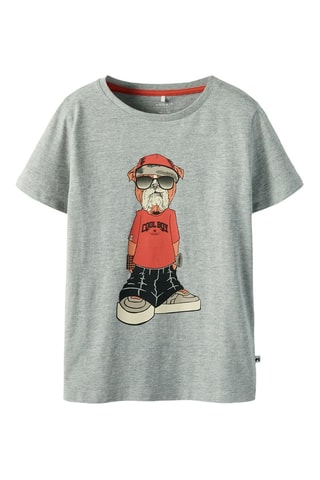 T-shirt em algodão biológico - Cinzento mesclado - Name It Kids