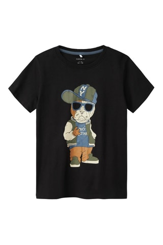 T-shirt em algodão biológico - Preto - Name It Kids