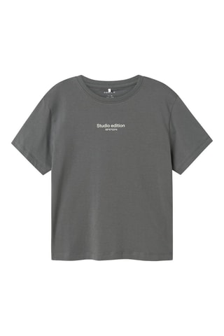 T-shirt em algodão biológico - Cinzento-escuro - Name It Kids