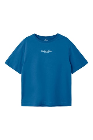 T-shirt em algodão biológico - Azul-elétrico - Name It Kids
