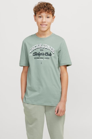 T-shirt em algodão biológico - Verde-água - Jack & Jones Junior
