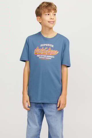 T-shirt em algodão biológico - Azul-cobalto - Jack & Jones Junior