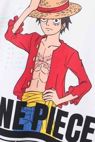 T-shirt de algodão biológico Monkey D. Luffy One Piece - Branco - Name It