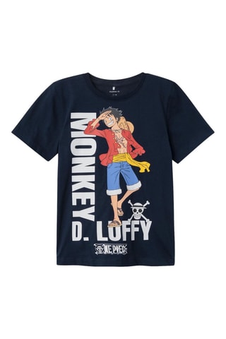 T-shirt de algodão biológico Monkey D. Luffy One Piece - Azul-noite - Name It