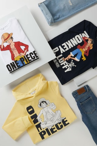 T-shirt de algodão biológico Monkey D. Luffy One Piece - Azul-noite - Name It