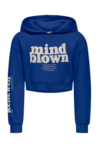 Sweat regular em algodão biológico com capuz - Azul - Kids Only Girl