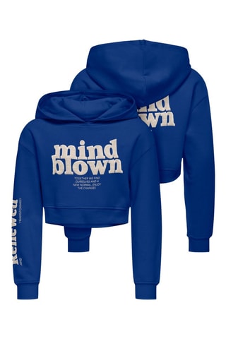 Sweat regular em algodão biológico com capuz - Azul - Kids Only Girl