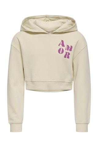 Sudadera regular fit de algodón orgánico con capucha - Beige - Kids Only Girl