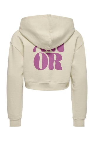 Sudadera regular fit de algodón orgánico con capucha - Beige - Kids Only Girl