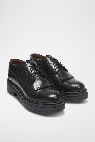 Derbies em couro Wing Cap - Preto