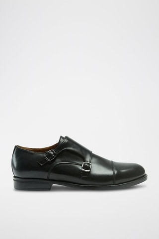 Derbies com fivela Monk em couro Regular - Preto