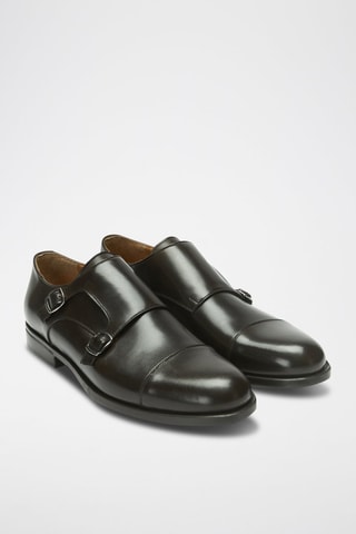 Derbies com fivela Monk em couro Regular - Castanho-escuro