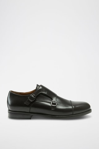 Derbies com fivela Monk em couro Regular - Castanho-escuro