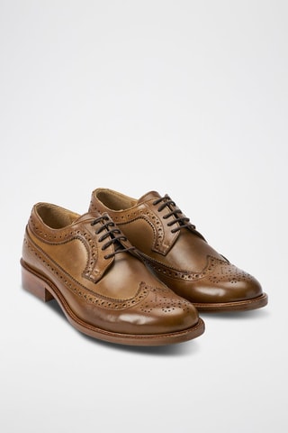 Leren Derby's - Kaki