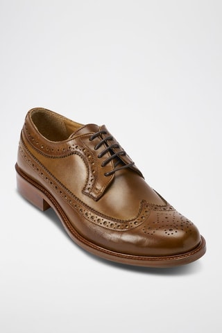 Leren Derby's - Kaki