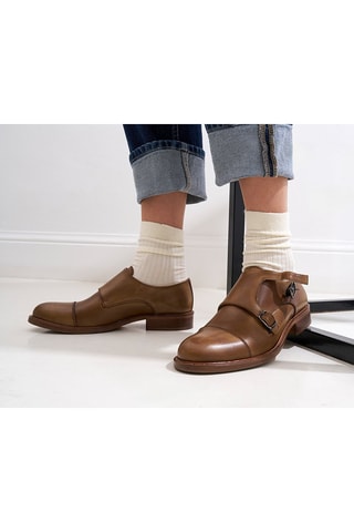 Leren Derby's - Kaki