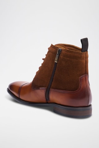 Derbies subidos regular em couro - Castanho