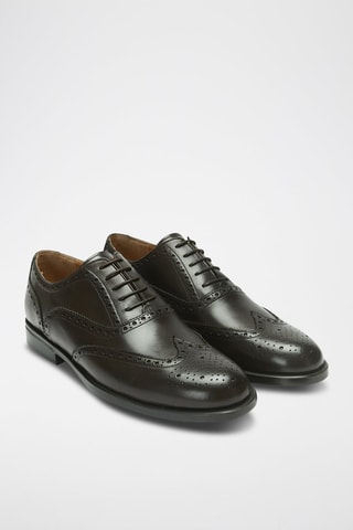 Richelieus em couro Regular - Castanho-escuro