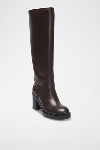 Botas Tubular em couro Regular - Castanho-escuro