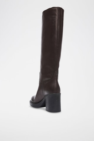 Botas Tubular em couro Regular - Castanho-escuro