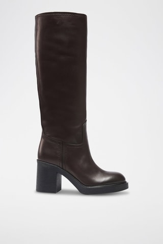 Botas Tubular em couro Regular - Castanho-escuro