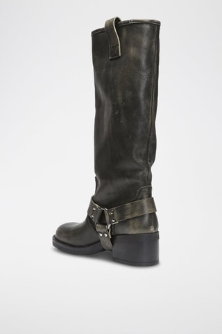 Botas em couro Biker - Preto