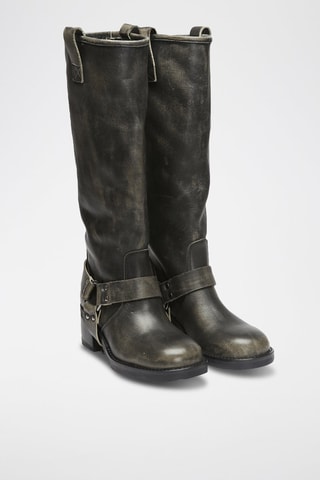 Botas em couro Biker - Preto