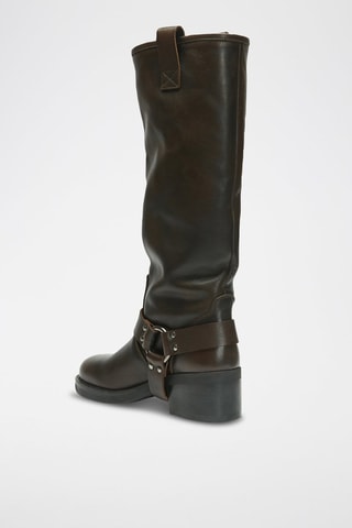 Botas em couro Biker - Castanho