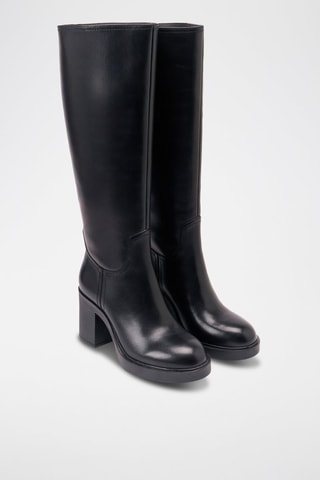 Botas regular em couro - Preto