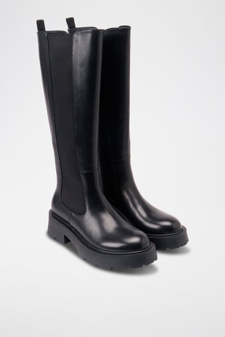 Botas regular em couro - Preto