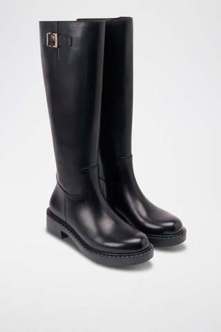 Botas regular em couro - Preto