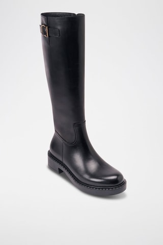 Botas regular em couro - Preto