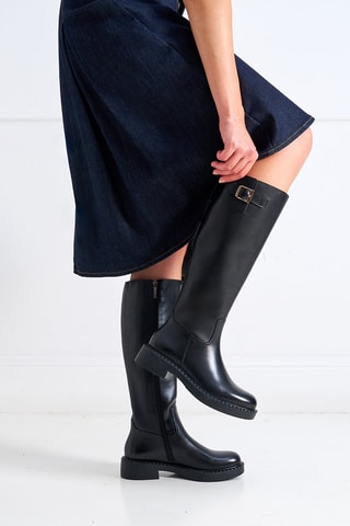 Botas regular em couro - Preto