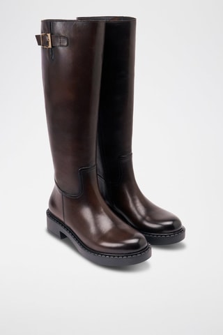 Botas regular em couro - Castanho
