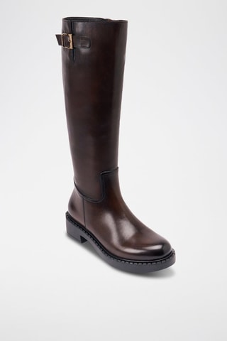 Botas regular em couro - Castanho