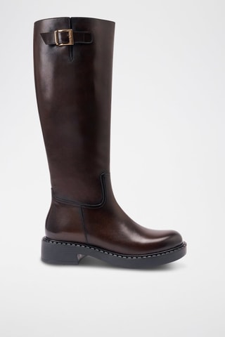Botas regular em couro - Castanho