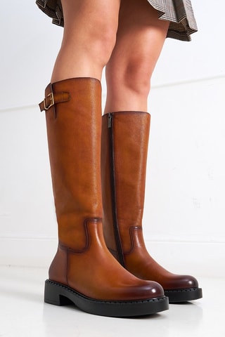 Botas regular em couro - Camel