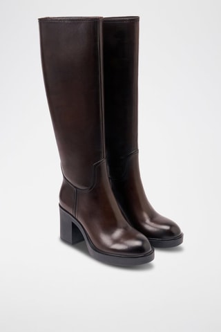 Botas regular em couro - Castanho