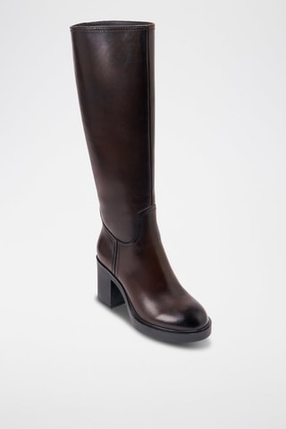 Botas regular em couro - Castanho