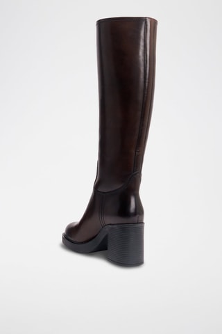 Botas regular em couro - Castanho