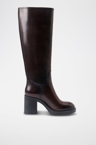 Botas regular em couro - Castanho