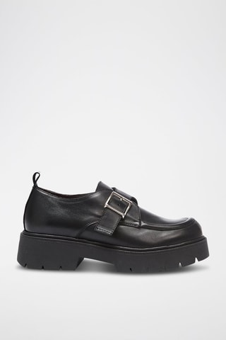 Mocassins em couro Monk Strap - Preto