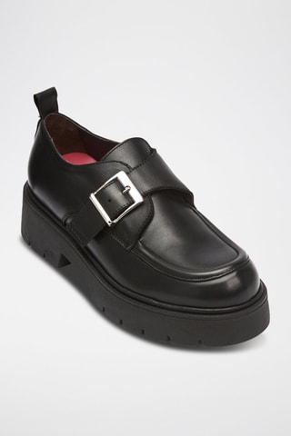 Mocassins em couro Monk Strap - Preto