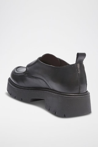 Mocassins em couro Monk Strap - Preto