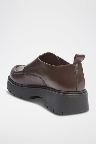 Mocassins em couro Monk Strap - Castanho-escuro