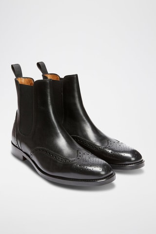 Botins Chelsea em couro Preto