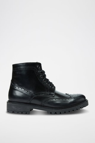 Botins em couro Wing Cap Preto