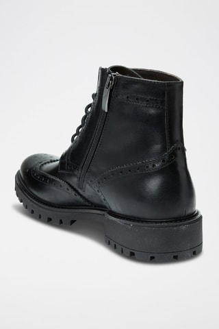 Botins em couro Wing Cap Preto