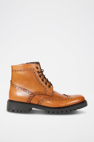 Botins em couro Wing Cap Camel